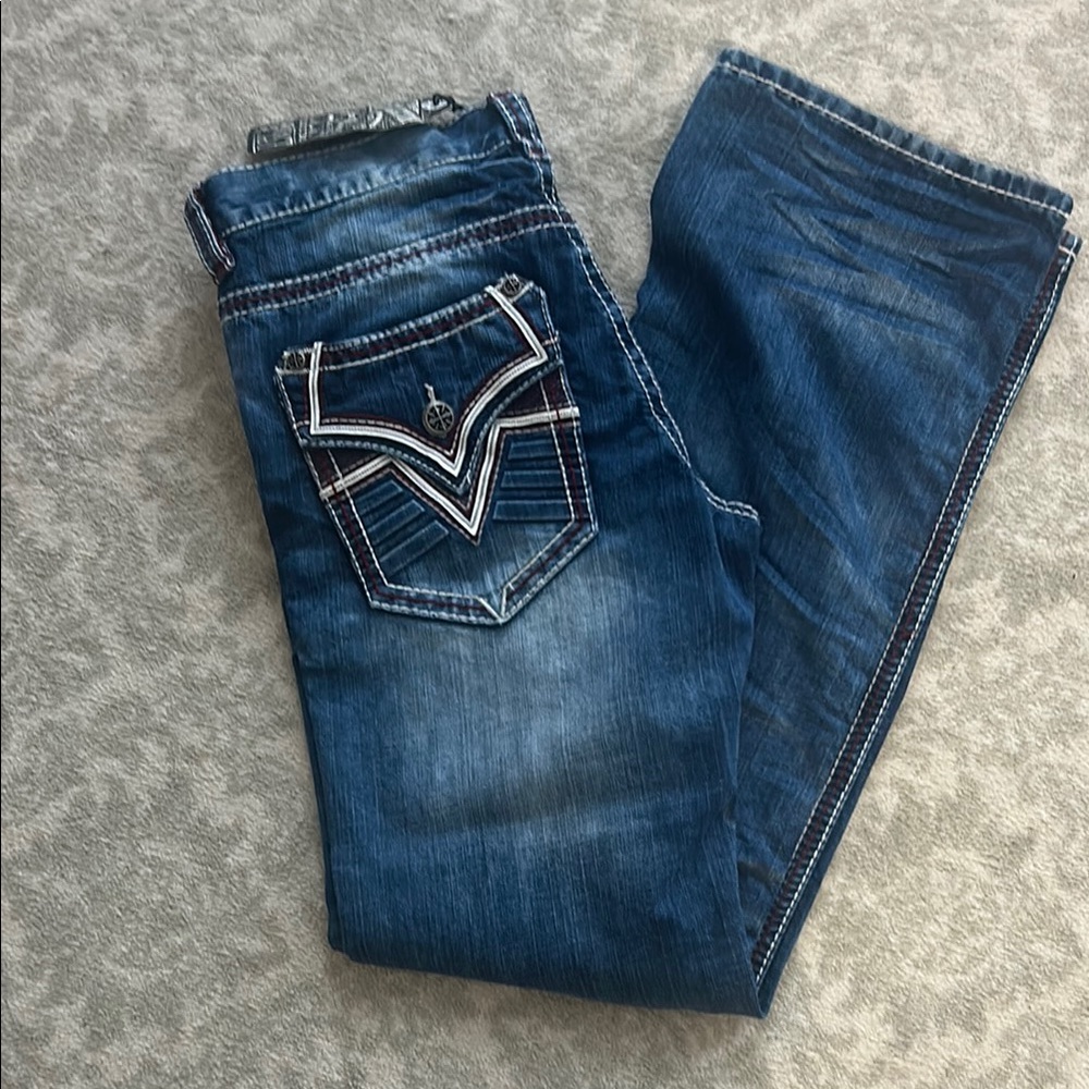 Affliction Blue Straight Jeans with Vintage Appeal